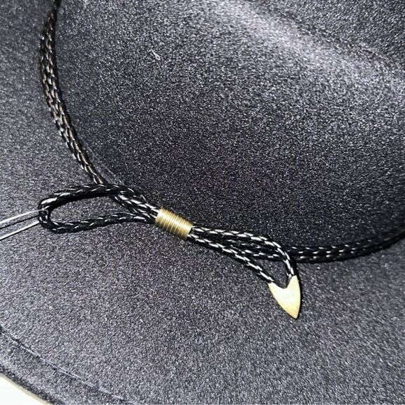 HOH Black 6181 Pleather Tote Bag and Black Fedora Hat Gift Set - Picture 13 of 16